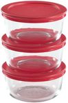 pyrex 6-Piece 2-Cup Glass Food Storage Set with Lids, Clear, 6-Piece