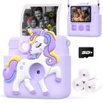 Kids Camera Instant Print Gifts for Girls Age 4-12, Instant Camera for Kids with Silicone Cover, 1080P Kids Digital Camera Toys for 3 4 5 6 7 8 9 10 Years Old Girls with Card Lilac