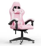 Racingreat Gaming Chair,Ergonomic Gaming Chair for Adults, Height Adjustable Reclining Computer Game Chair Comfortable with Headrest and Lumbar Support (Pink)