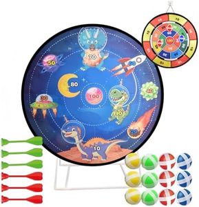 Dart Board for Kids, Darts for Children with 12 Sticky Balls & 6 Darts, Double-Sided Indoor/Outdoor Sports Fun for Parties Playtime Toys Birthday Gifts for Boys and Girls, including Unisex Adults (01)