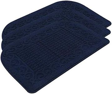 COSY HOMEER 32X20 Inch Anti Fatigue Kitchen Rug Mats are Made of 100% Polypropylene Half Round Rug Cushion Specialized in Anti Slippery and Machine Washable (Navy 3pcs)