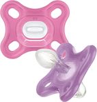 MAM Comfort All-Silicone Soothers 0-3 Months (Pack of 2), Soft and Light soother, Premature and Newborn Essentials, with Self Sterilising Travel Case, Pink