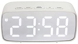 Infinty Instruments Small Digital LED Display Alarm Clock, Temperature and Date Display, Modern Matte Finish Case, White