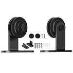 skysen Sliding Barn Door Hardware Roller Set Black (T Shape Roller Set)