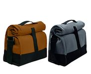 MARINE PEARL Thermal Fabric Lunch Tiffin Food Bag with Bottle Spoon Folk Holder (Brown, Polyester, Pack of 2)