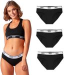 Bambody Absorbent Hipster: Sporty Period Panties | Protective Active Wear Underwear - 3 Pack: Black - X-Small