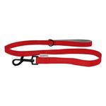 HugglePets Padded Red Dog Lead for Comfort Walking | Strong Fabric Dog Lead | Soft Neoprene Handle Lead | Swivel Trigger D-Ring for Collar Harness Attachment