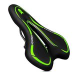 MSDADA New Gel Bike Seat, Comfortable Bike Saddle for Men & Women, Waterproof Gel Bicycle Saddles, Soft Bicycle Seat for BMX, Road Bike, Mountain Bikes, Push Bike, Exercise Bike, City Bikes(Green)