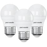 paul russells LED Golf Ball Light Edison Screw ES, 40w Equivalent Bulb, 4.9w 470LM LED Bulbs, 6500K Daylight White Lamps, Frosted G45 E27 Energy Saving (Not Dimmable) Chandelier Lightbulbs Pack of 3