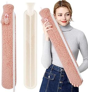 Long Hot Water Bottle with Cover, 2L Leak-Proof Warm Waist Warm Back Hot Water Bottle Super Soft Fabric Sleeve Cover 72 cm Foldable for Women Pain Relief Menstrual Cramps Hot and Cold Therapy