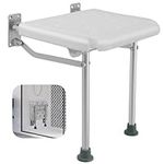 YHomU Wall Mounted Folding Shower Seat with Shower Head Slot and Non Slip Pads, Fold Down Shower Bench, Bathtub Stool Seat for Handicap, Disabled, Seniors and Elderly,15.7''x14.9''x15.7''