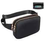 Geestock Bumbag for Ladies Belt Bags for Women, Bum Bag Fanny Pack for Women Black Fashion Waist Bag for Hiking Running Shopping Festivals Walking Travel Cycling