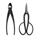 Wazakura Bonsai Tool Kit Made in Japan, Yasugi Steel Ashinaga Bonsai Scissors 8.2 inch (210mm) + Concave Branch Cutter 8 in (200mm) Starter Essential Set