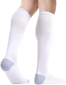 Physio Factory Sports Compression Socks 20-30 mmHg for Men and Women. (AU, Alpha, Small, Medium, Regular, Regular, White)