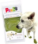 PawZ Rubber Dog Boots for Paws up to 3", 12 Pack - All-Weather Dog Booties for Hot Pavement, Snow, Mud, and Rain - Waterproof, Anti Slip Dog Socks - Medium, Olive Green