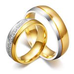 ANAZOZ 1 Pcs Ring Stainless Steel Ring Engagement Ring Couples Ring Gold Women Ring Gold Ring Size T 1/2