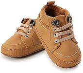 RVROVIC Baby Boys Girls Anti-Slip Sneakers Soft Ankle Boots Toddler First Walkers Newborn Crib Shoes, 1-khaki, 6-12 Months Infant