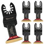 Vearter 5PCS Titanium Oscillating Saw Blades, 44mm Bi-Metal Universal Multitool Blades, Quick Release Multi Tool Blades Kits Curved Edge Precision Cutting for Wood, Metal Pipe, Nail, Drywall, PVC