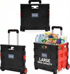 Rainberg Heavy Duty Folding Trolley Box Cart, Folding Shopping Trolley and Shopping Crate, Folding Boot Cart, Large Size, Folds Flat, Capacity 35kg (Large)