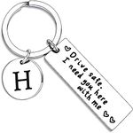 PETSAVIOUR Appreciatione Gifts 26 Letter Keychain Drive Safe Keychain A-Z Gifts Father's day Gifts for Husband Dad Boyfriend Initial Keyring Gift (H)