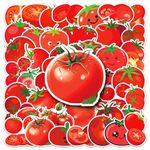 50 Pcs Tomato Stickers for Helmet,Computer,Water Bottle,Car,Laptop,Scrapbook,Skateboard,Phone, Luggage,Cute Food Waterproof Sticker,Children Adults Gift,Cartoon Vegetables Vinyl Graffiti Decals