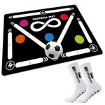 Soccer Training Mat, Soccer Footwork Training Equipment Mat for All Ages to Improve Speed and Coordination, Video Modules and Dynamic Manuals Included, Football Footstep Training Mat Gift for Kids