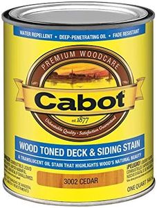 Cabot Wood Toned Stain + Sealer, Exterior Natural Wood Stain, Cedar, Quart