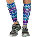 Zensah Running Leg Compression Sleeves – Shin Splint, Calf Compression Sleeve, Made in USA for Sports, Travel, Men and Women (Geo Waves, Large/X-Large)