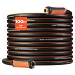 VEVOR Garden Hose, 100 ft 5/8" Heavy Duty 4-Layer Rubber Water Hose, 150PSI Working & 600PSI Burst, Flexible & Non-Kink Outdoor Waterhose with 3/4" Fitting, Lightweight Hoses for Gardening Cleaning