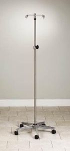 MediChoice Rolling IV Pole Rolling Wheels Premium 4 Hook - 5 Leg Chrome Plated 45 lbs Load Capacity Portable for at Home Travel Keeps Lines Organized IVCR1012