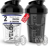 VELOMIX -2 Pack- 20 oz Protein Shaker Bottles for Protein Mixes - 2x Wire Whisk | Leak Proof Shaker Cups for Protein Shakes and Pre Workout | Protein Shaker Bottle Pack | Protein Mixer Cup