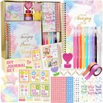 Nollh DIY Journal Kit for Girls – Journal Set for Teen Tween Girls Gifts, Stationary Scrapbook & Diary Supplies Set, Girl Gifts Craft Stuff, Birthday Gifts for 8 9 10 11 12 13 14 Year Old Girl