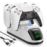 Likorlove Ps5 Controller Charger Station,Ps5 Charging Station Compatible With Sony Dualsense Controller,Upgrade Intelligent Safety Chip Protection,Led Indicator With Usb-C 2 Hours Fast Charging.-White