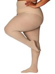 HONENNA Queen Plus Size Tights Semi Opaque Control Top High Waist Stockings Nylons Pantyhose for Women 1X 2X 3X 4X 5X 6X, 1 Pair Tan, 1XL-2XL