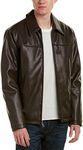 Cole Haan Mens Faux-leather Jacket, Dark Brown, S