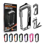 Carabiner Multitool with Pocket Knife EDC Carabiners, Serrated Knife, Rope Cutter, Screwdriver, Can Bottle Opener, Ruler, Folding Knife for Camping Hiking, Gifts for Men (Grey)