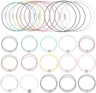 PH PandaHall 45 pcs 15 Colors 8 7/8 Inch Memory Wire Bracelet, Steel Wire Cord Bracelet with Screw Clasp Necklace Choker for Bangle Bracelet Jewelry DIY Craft Making