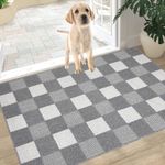 HEBE Extra Large Indoor Outdoor Doormat 32"x 48" Washable Checkered Farmhouse Front Door Mat Non Skid Absorbent Mud Entrance Rug Dirt Trapper Floor Carpet Welcome Mat