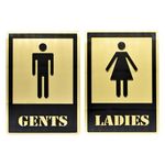 Buzz Cool Acrylic Gold Gents Ladies Toilet Sign Board Stickers | Self Adhesive Restroom Signage for Glass, Wooden Door | Ladies and Gents Signage Sticker for Offices Hospitals Mall and more