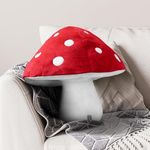 AELS 15.35 Inches Mushroom Pillow, Cute 3D Polka Dot Mushroom Plush, Decorative Throw Pillow for Mushroom Lover Sofa Couch Living Room Bedroom Nursery Decor, Red