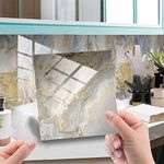 HORIWE Marble Tile Stickers for Kitchen Bathroom Backsplash PVC Waterproof Oil Proof DIY Self Adhesive New Wall Stickers Home Decor 4x4 Inches 20pc