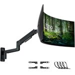 PUTORSEN Ultrawide 17-49 inch Monitor Arm Wall Mount Bracket for Monitors & TVs, Heavy Duty Height Adjustable Single Wall Monitor Arm, Tilt Swivel Rotate, Load Weight 4.4 to 44lbs, VESA 75/100/200