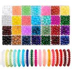 JOISHOP 560pcs Round Glass Beads Bracelet Making Kit, 28 Colors 8mm Imitative Jade Beads Crystal Gemstone Beads for Jewelry Making Bracelet Necklace Phone Lanyard DIY Crafts