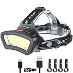 DARKBEAM Headlamp Rechargeable Helmet Light USB Head Torches for Hard Hat LED Super Bright Head Torch Red Light Outdoor Work Light Battery Powered, Car Maintenance, Construction, Working 7-14h