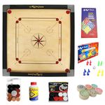 KOXTONS - Carrom Board 32 INCH Full Size with 1.5" Border & (Super) with STRICKER & Accessories and Vista 11 INCH Ludo Snakes and Ladder