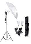 HIFFIN E27 Studio Double Holder KIT Umbrella White + Studio Light Stand 9 FT+ Umbrella and Bulb Holder KIT Mark I |1 Double Holder,1 Light Stand 9FT,1 Umbrella, 2 X 20 WT LED Bulb