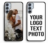 EKAM Personalised Phone Case For Samsung Galaxy A35 5G, Personalised Image/Picture/Photo Custom Design PC + Soft TPU Rubber Phone Case for Samsung Galaxy A35 5G Black