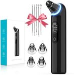 Vueix Blackhead Remover Pore Vacuum Upgraded Cleanser with Blue Light- Rechargeable Acne Extractor LED Display Whitehead Removal Facial Firming Oil Reducing for Women & Men Black 111B-Black 220 gm