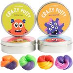 THE TWIDDLERS - 4 Smart Colour Changing Putty, Heat Reactive Slime in Lid Pots with 4 Mini UV Torch - Premium Kids DIY Slime, Art Activity Toy Gift Set for Party Favours Bag Fillers