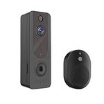 EUNEWR WLAN Video Doorbell with Camera, 1080P HD Wireless Video Doorbell with Gong Battery, 2.4GHz WiFi Smart Doorbell with PIR Person Detection Alarms, 2-Way Audio, Remote Access